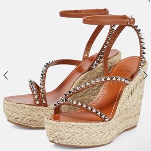 Christian Louboutin Mafaldina Zeppa 120 Brown Platform Wedge, like New, Size 37